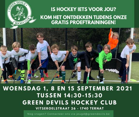 Green Devils Hockeyclub Ternat organiseert drie gratis proeftrainingen in september!