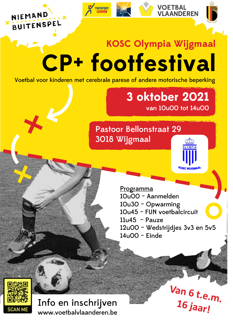 KOSC Wijgmaal viert wereld CP-dag op het voetbalveld op zondag 3 oktober