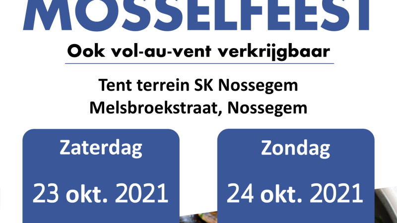 Groot Mosselfeest SK Nossegem op zaterdag 23 en zondag 24 oktober