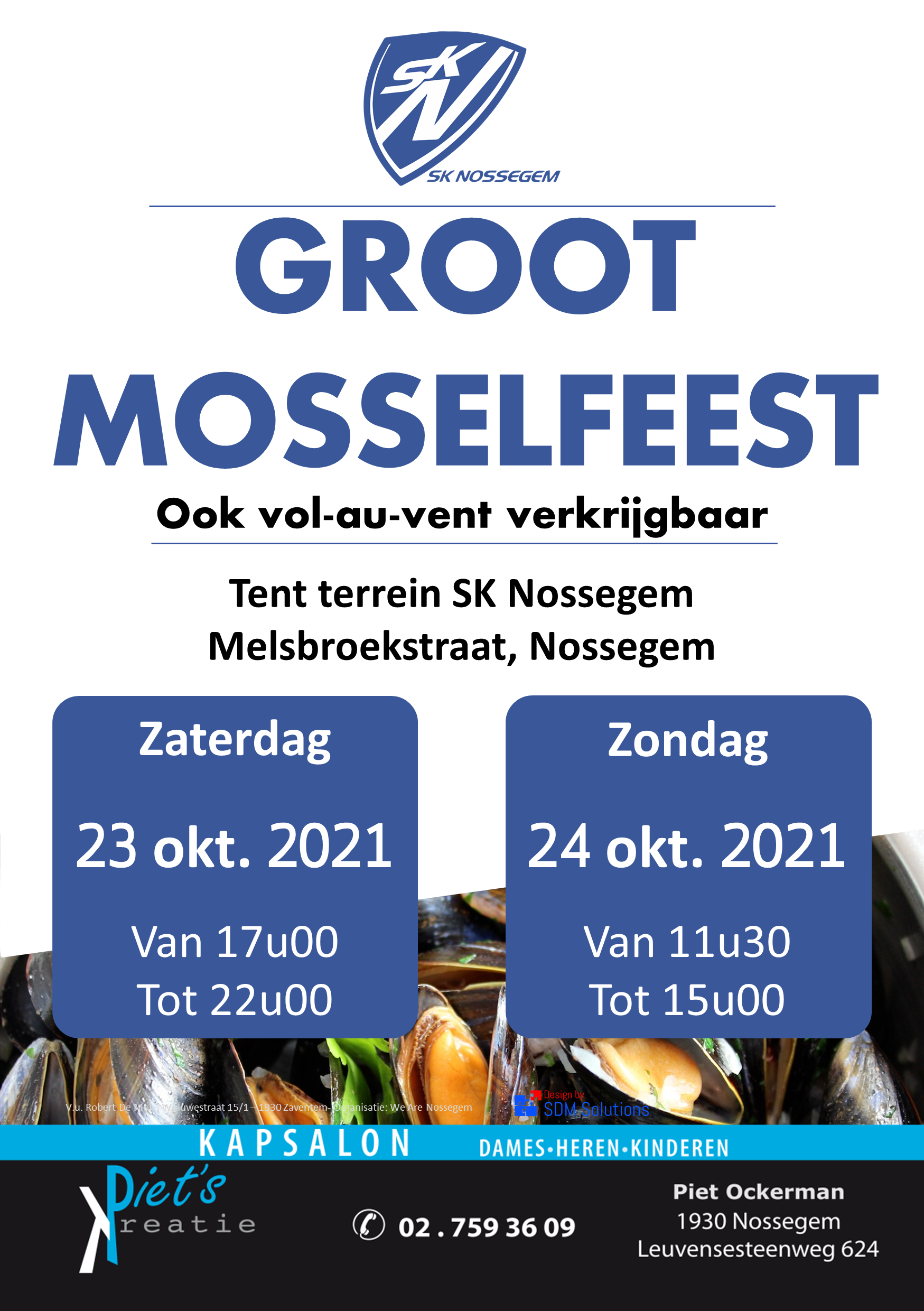 Groot Mosselfeest SK Nossegem op zaterdag 23 en zondag 24 oktober