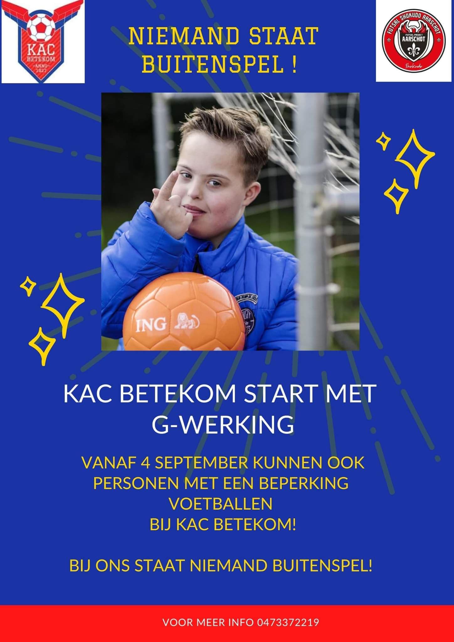KAC Betekom start met G-Sport en werkt samen met jeugd KAC-KO en Futsal Shokudo Aarschot