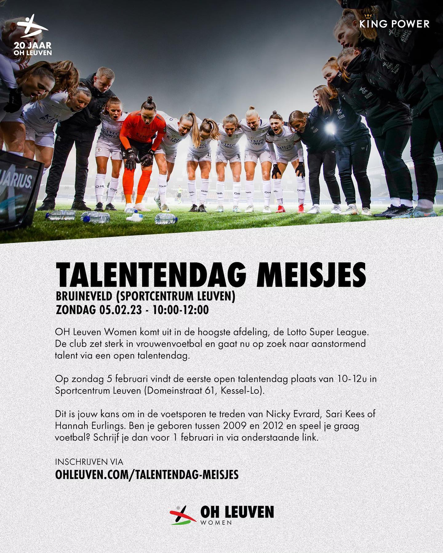 OH Leuven organiseert open talentendag voor meisjes op zondag 5 februari